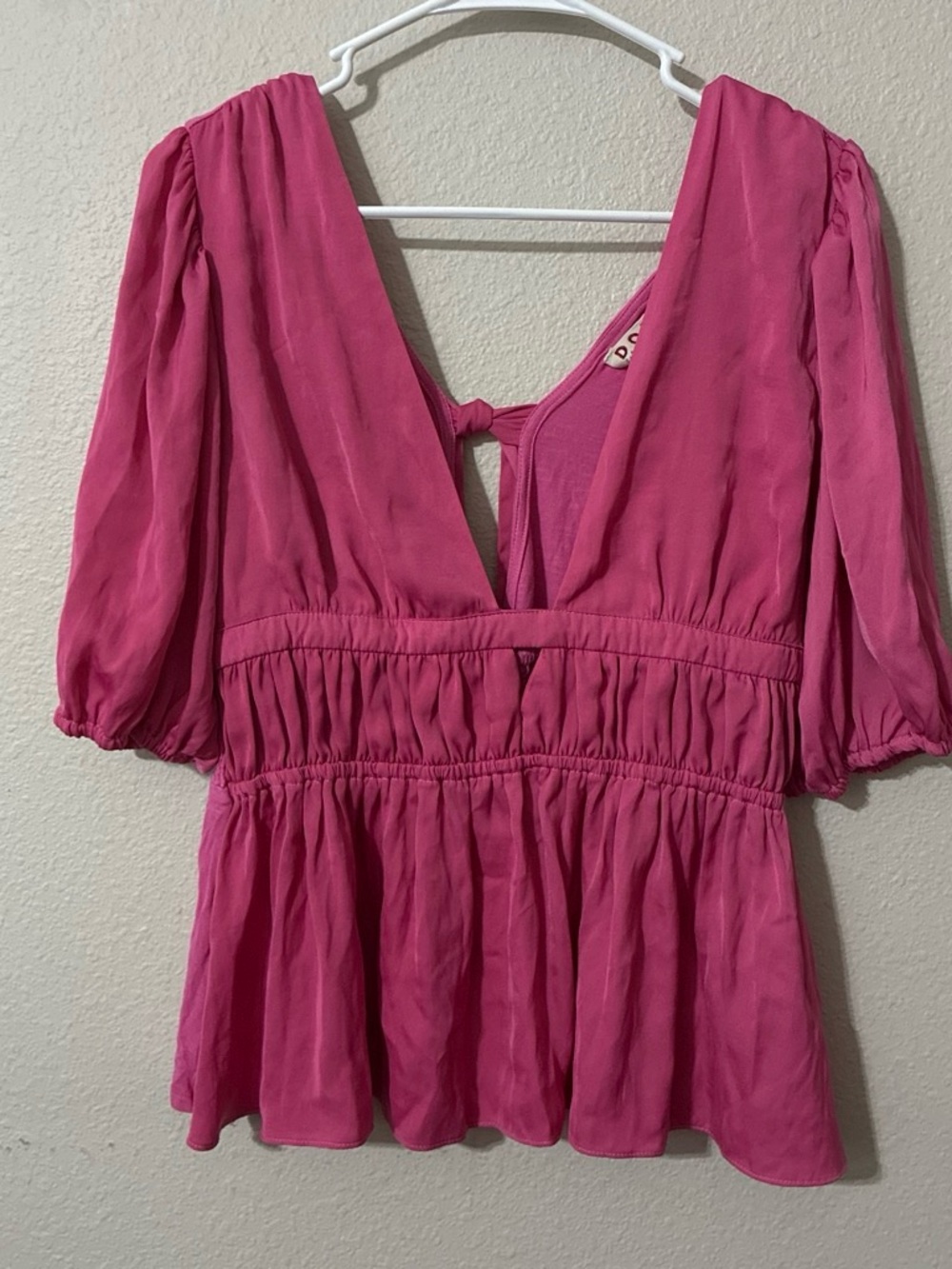 Dolan Women's Deep V Ruffled Peplum Top - Pink